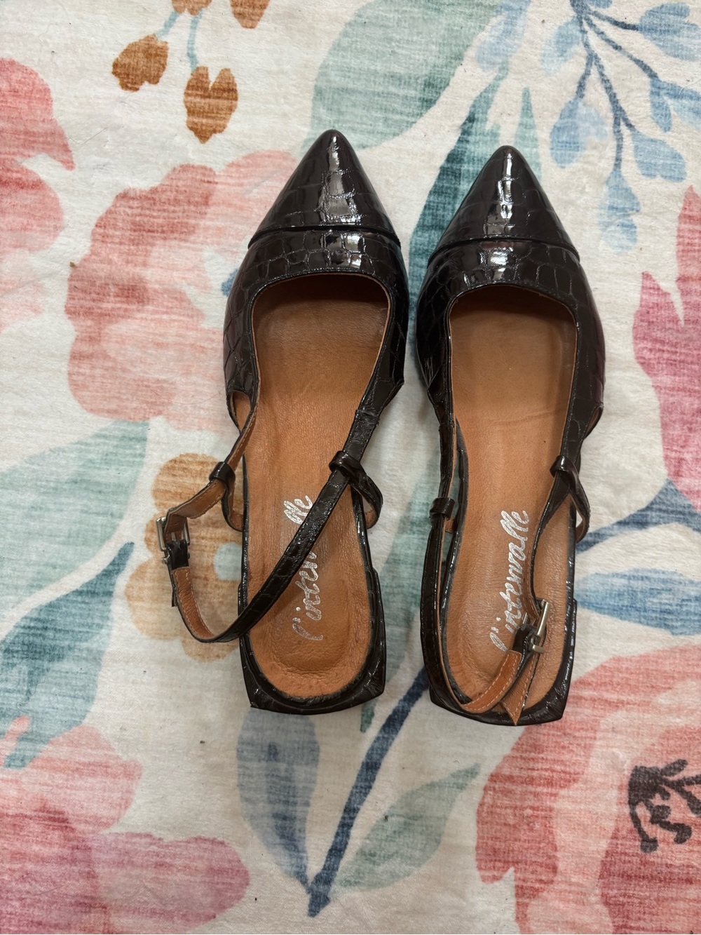 L’intervalle Patent Croc-Embossed Slingback Heels | Size 41